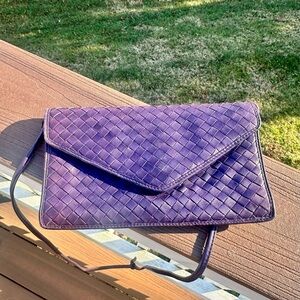 Vintage Leather Charles Jourdan Purple Crossbody Bag Purse